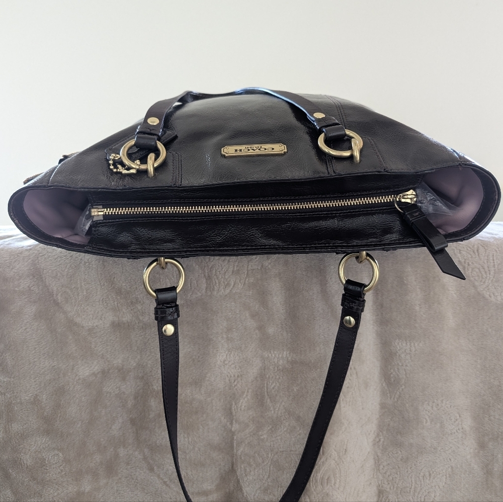 Coach Mahogany/Dark Brown Patent Leather Tote Bag - Picture 13 of 15
